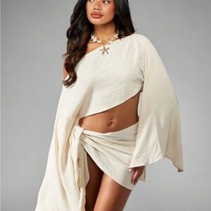 Missguided Cream One-Shoulder Dress